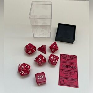 Chessex Opaque Red/white Polyhedral 7-Dice Set
